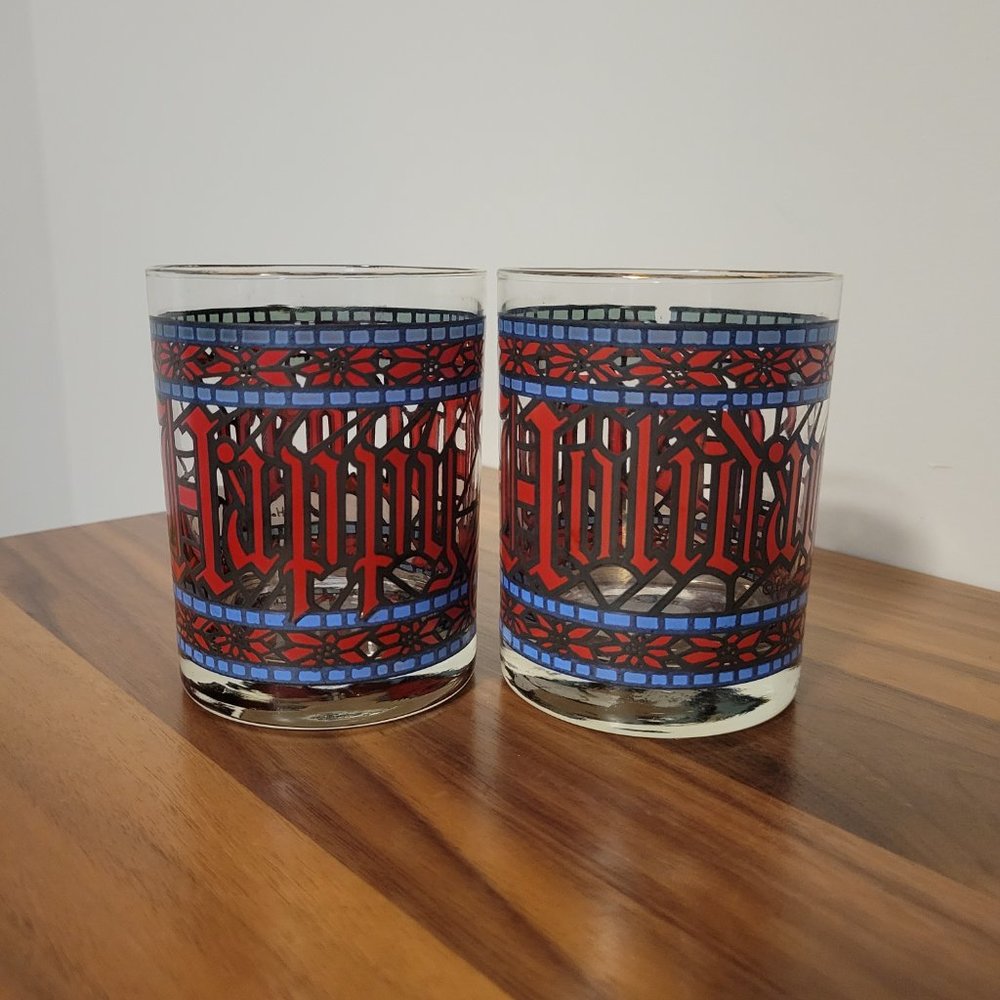 Vintage "Happy Holidays" Houze Stained Glasses